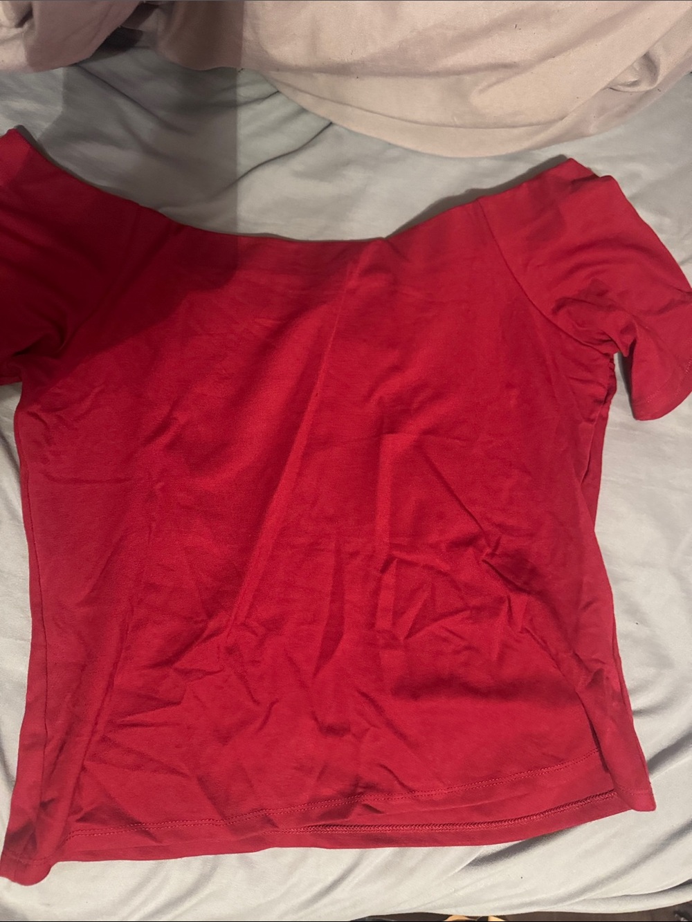 H&M Red Off-Shoulder Short Sleeve Top